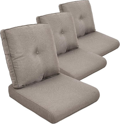 Outdoor Chair Cushion Set of 3, Waterproof Outdoor Seat Cushions 25x22, Patio Chair Cushions for Outdoor Furniture, Couch Cushion Replacement, Include 3 Back & 3 Seat Cushions, Button/Grey