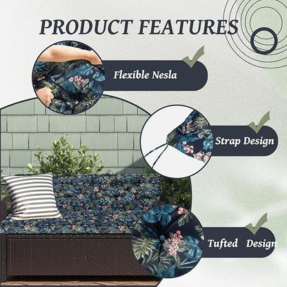 2/3 Seater Swing Replacement Cushion, Waterproof Porch Swing Cushions with Backrest, Thickened Bench Cushions for Outdoor Furniture, for Outdoor Patio Swing (Hummingbird, 55 * 40in)