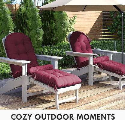 Adirondack Chair Cushion with Ottoman, Folding Adjustable Adirondack Seat Cushions, Waterproof Adirondack Patio Chair Pads for Garden, Deck, or Poolside, Small-Beaujolais-1