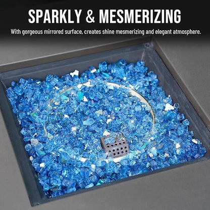 Skyflame 10-Pound Fire Glass for Fireplace Fire Pit and Landscaping, Pacific Blue Reflective, 1/2-Inch