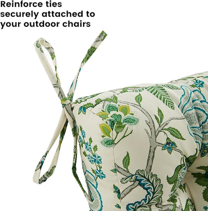 ARTPLAN Seat/Back Outdoor Chair Cushion,Set of 4 Patio Chair Cushion with Tie,Tufted Replacement for Patio Furniture,40x20x4 Inches,4 Count,Floral