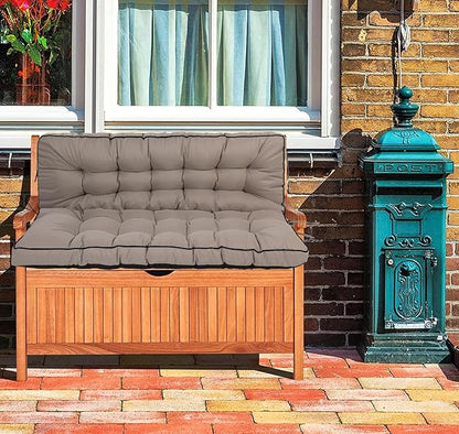 Swing Replacement Cushions with Backrest, 2 or 3 Seater Waterproof Non-Slip Overstuffed Swing Pad, Indoor/Outdoor Bench Cushion for Porch Chair Garden Furniture (Khaki, 40 * 63 in)