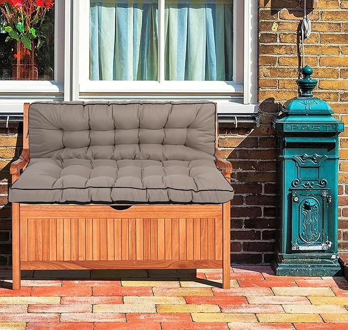 Swing Replacement Cushions with Backrest, 2 or 3 Seater Waterproof Non-Slip Overstuffed Swing Pad, Indoor/Outdoor Bench Cushion for Porch Chair Swing Garden Furniture (Khaki, 40 * 70.8in)