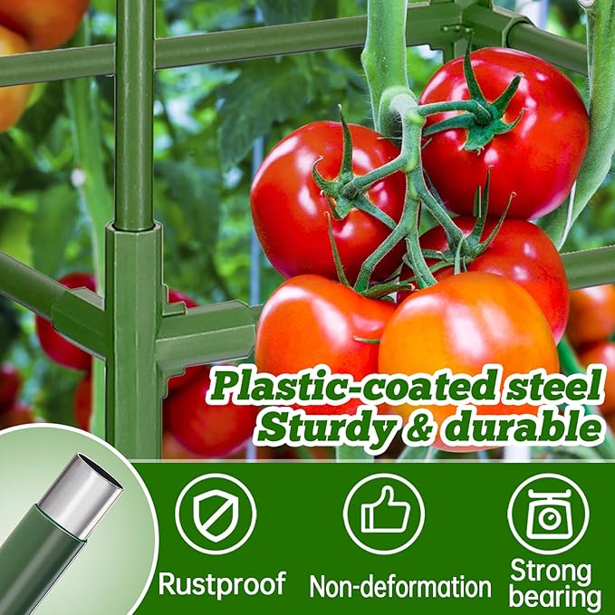 ANPHSIN 3 Sets Tomato Cages with 10 Gallon Grow Bags - 47'' Stable Plant Support Trellis Kit, Square Cages with Planter Pots for Garden Flowers Vegetables Cucumber Vertical Climbing Plants Vines