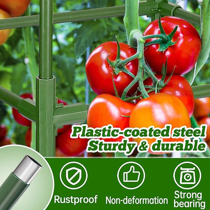 ANPHSIN 3 Sets Tomato Cages with 10 Gallon Grow Bags - 47'' Stable Plant Support Trellis Kit, Square Cages with Planter Pots for Garden Flowers Vegetables Cucumber Vertical Climbing Plants Vines
