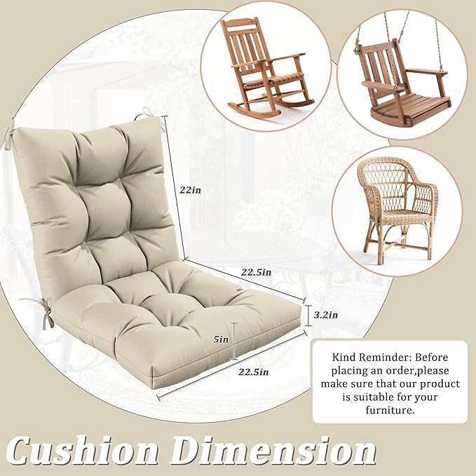 Patio Seat&Back Chair Cushions for Outdoor Furniture，Comfortable Cushions for Rocking/Dining/Lawn Chair-Set of 4