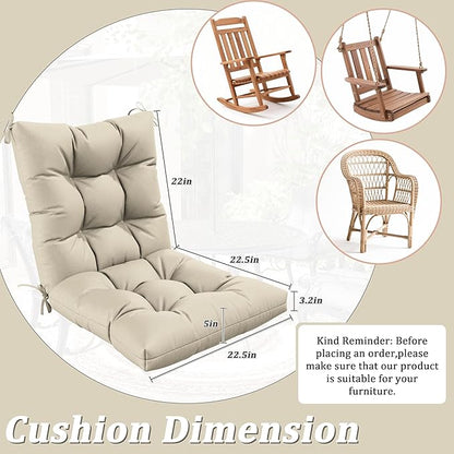 Patio Seat&Back Chair Cushions for Outdoor Furniture，Comfortable Cushions for Rocking/Dining/Lawn Chair-Set of 4