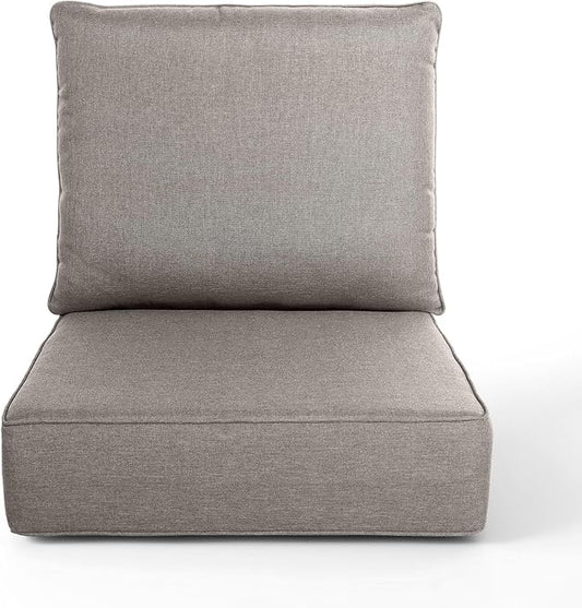 Outdoor Chair Cushions, 6 Inch Thick Patio Seat & Back Cushions Set with Removable Cover, Waterproof Patio Cushions for Outdoor Furniture, 22 x 24 Inch, Gray 1-Set