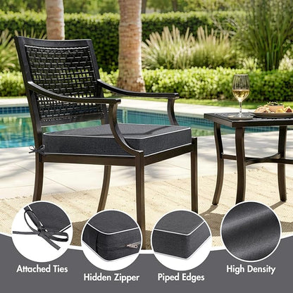 MIULEE Grey Outdoor Chair Cushions Set of 2, 24x24x4 Inch Waterproof Patio Seat Cushions for Outdoor Furniture Couch Sofa, 3 Year Color Fastness High Density Foam with Adjustable Ties