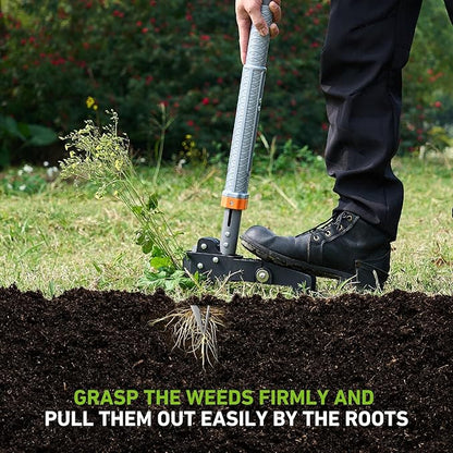 Weed Puller Tool - Stand Up Weed Puller with 4-Claw Steel Head, 39"-46" Retractable Handle & Easy-Eject Mechanism for Dandelions, Clover & More, No Bending or Kneeling