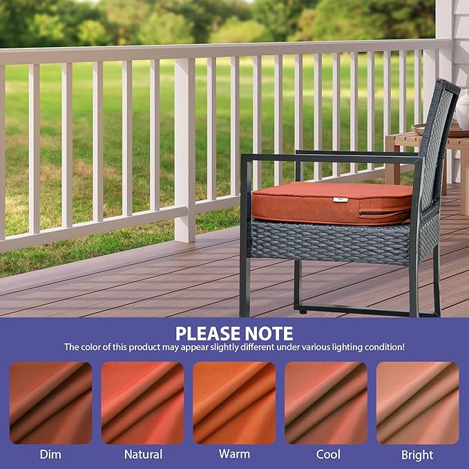 Outdoor Chair Cushions Set of 4 -Waterproof Outdoor Seat Cushions for Patio Furniture, Patio Chair Cushion with Handle and Ties, Round Out Door Chair Pads,19" x 19" x 3", Spice