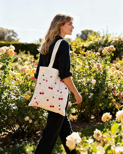 Canvas Tote Bag with Aesthetic Prints, Cute Tote Bag for Women Girls with Wide Strap, Gifts for Cat Book Lovers