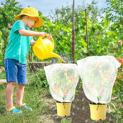 Fruit Tree Netting, Plant Mesh Netting for Garden Protection, Blueberry Bush Insect Netting Cover as Garden Pest Barrier from Cicadas, Bug, Bird (3.3x4.9 FT, 4Pcs, with Drawstring Design)