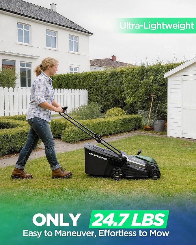 18" Electric Lawn Mower, 40V Cordless Lawn Mower with 2x5.0Ah Batteries, Brushless Motor, 2-in-1 Mulching & Bagging, 6-Position Height Adjustment, for Small to Medium Yards