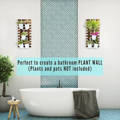 ShopLaLa Wall Planter - 2 Pack Wooden Hanging Planter for Indoor Plants Wall Mount Plant Stand Ladder Outdoor Vertical Garden Unique Live Orchid Planter Holder Display Large Wall Decor 23.6" (60cm)