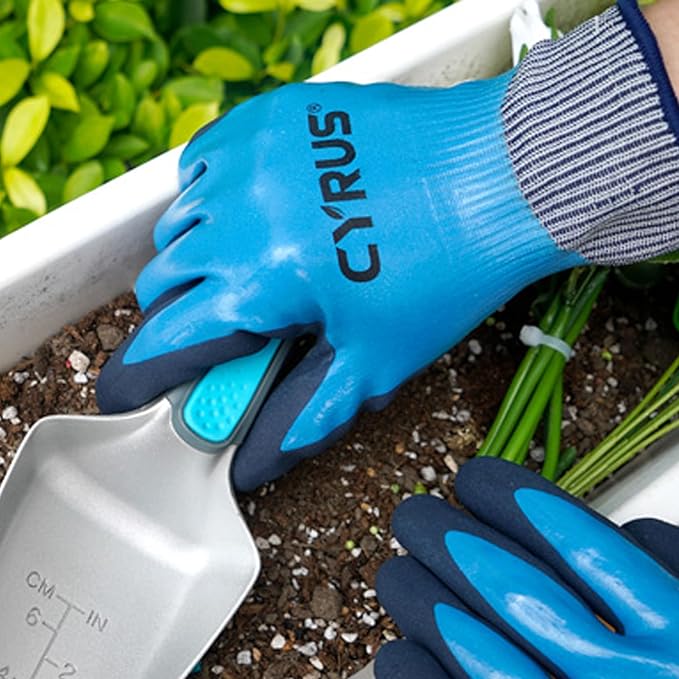 CYRUS Nitrile Gardening Gloves for Women＆Men, Thorn-Proof Garden Gloves,Work for Yard Garden, Weeding, Digging, Pruning
