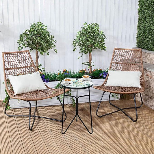 VCUTEKA Patio Side Table Outdoor Accent Table Bistro Coffee Table Plant End Table Small Porch Table Indoor Round Glass Balcony Plant Table Stands Golden Transparent Hummingbird 12 inches