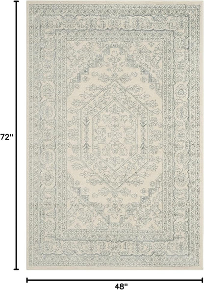 SAFAVIEH Adirondack Collection Accent Rug - 4' x 6', Ivory & Slate, Oriental Medallion Design, Non-Shedding & Easy Care, Ideal for High Traffic Areas in Entryway, Living Room, Bedroom (ADR108S)