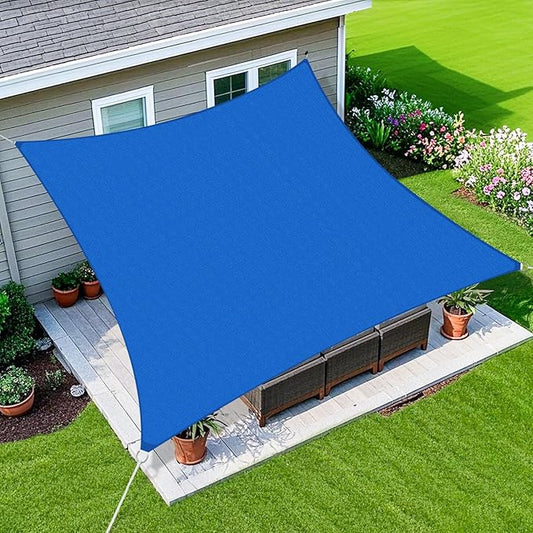 Amagenix Sun Shade Sail 14'X20' Curved Edge Outdoor Shade Canopy Blue Breathable 95% UV Block Shade Cloth for Patio Garden Backyard (We Make Custom Size)