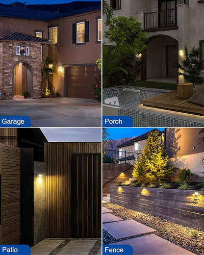 Peasur LED Solar Lights Outdoor Motion Sensor, 2 Packs Waterproof Solar Power Fence Security Lighting, 3 Mode Yard Deck Lamp for Wall Stairs Home Outside Warm White