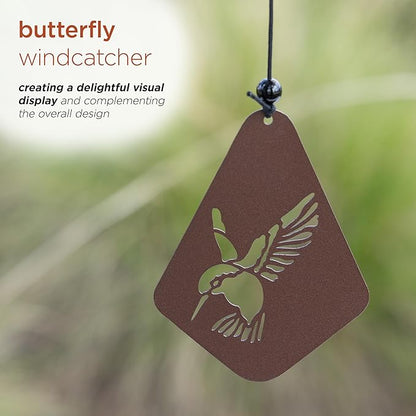 Alpine Corporation 51" Aluminum Tuned Wind Chimes with Hummingbird Design Windcatcher, Brown