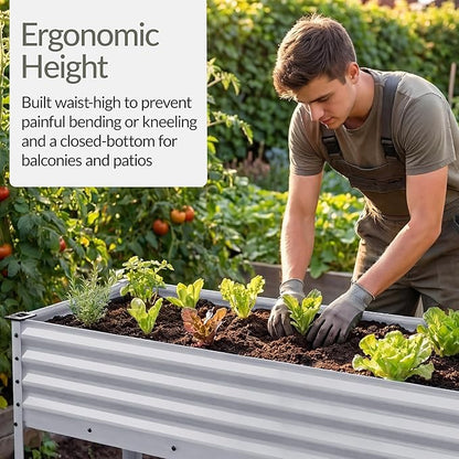 Best Choice Products 48x24x30in Galvanized Raised Garden Bed, Metal Elevated Planter Box, Vegetable Garden for Backyard, Patio, Balcony - Silver