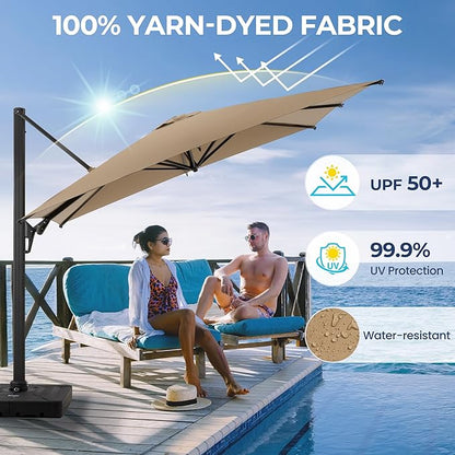 SUNVIVI OUTDOOR Patio Umbrella, Rectangular Patio Umbrella, Metal Pole Square Outdoor Umbrella with Crank and Push Button Tilt, Large Outdoor Umbrella with Polyester Canopy