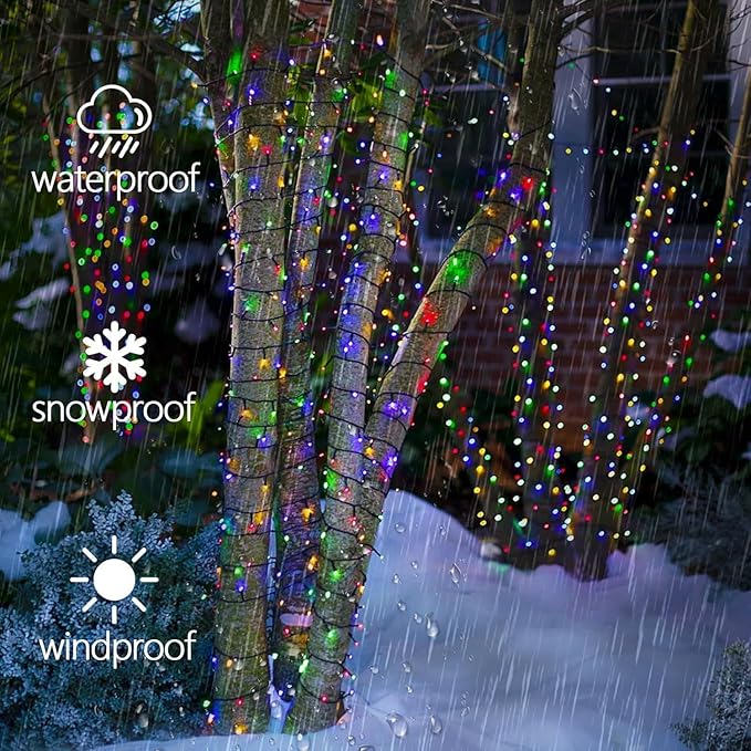 OZS 6 Pack 480LED Solar Christmas String Lights Outdoor, Waterproof 8 Modes Solar Tree Light, Green Wire Christmas Lights Outdoor for Garden, Party, Wedding, Christmas Decorations (Multicolor)