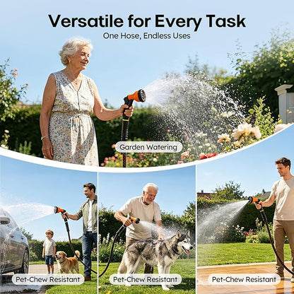 Garden Hose, 3/4" Flexible Water Hose Ultra Lightweight, Non-Expandable with 10 Function Nozzle, Kink-Free, Leak-Proof, 360° Swivel, Abrasion Resistant & Easy to Store for Yard Lawn, Outdoor (50ft)