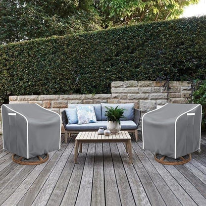 AKEfit Outdoor Swivel Lounge Chair Cover 2 Pack,Heavy Duty Waterproof Patio Chair Covers for All-Weather Protection Outdoor Lawn Furniture,Grey-37.5Wx39.5Dx38.5H inches