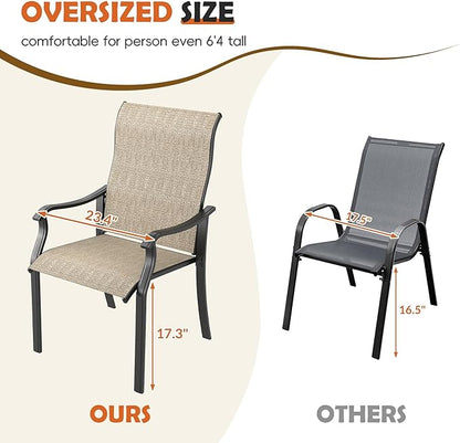 UDPATIO Patio Dining Chairs Set of 2, High Back Wide Seat Outdoor Furniture Chairs with All Weather Breathable Textilene, for Garden Backyard Deck, Brown