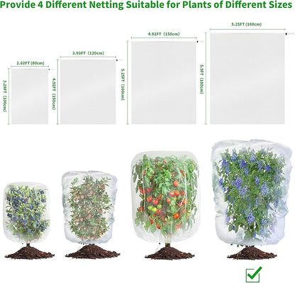 afzdby Garden Mesh Netting with Drawstring,Plants Cover Protection from Anti Birds,Bugs,Cicadas,and Insects-Pest Barrier Bag for Blueberry Bushes,Citrus,Tomatoes,Vegetables,Fruit Tree and Orange