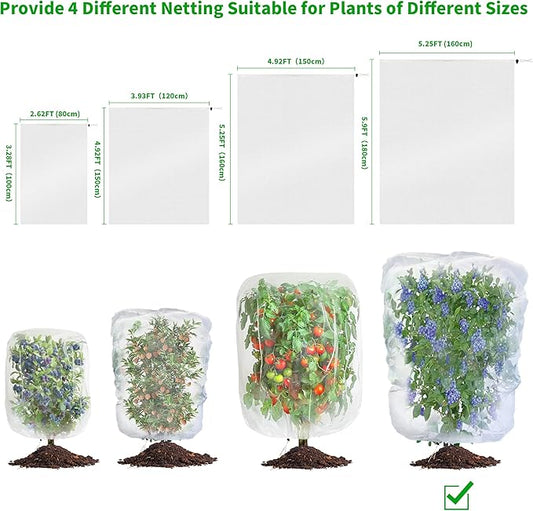 afzdby Garden Mesh Netting with Drawstring,Plants Cover Protection from Anti Birds,Bugs,Cicadas,and Insects-Pest Barrier Bag for Blueberry Bushes,Citrus,Tomatoes,Vegetables,Fruit Tree and Orange