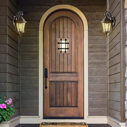Dusk to Dawn Wall Light Outdoor 18” High, Antique Bronze Exterior Wall Lantern for with Clear Seeded Glass 2 Pack Porch Light Fixture for Garden and Yard, LMMS3601-DNS-2P