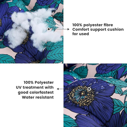ARTPLAN Seat/Back Outdoor Chair Cushion,Set of 4 Patio Chair Cushion with Tie,Tufted Replacement for Patio Furniture,40x20x4 Inches,4 Count,Floral
