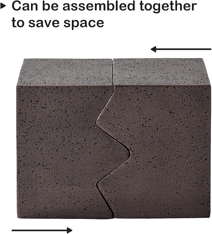 SUNBURY Concrete Side Table Set of 2, Outdoor Side Table Combine for Patio, Outdoor Accent Table Patio End Table in Spotted, Ceramic Garden Stool, Rectangular, Brown