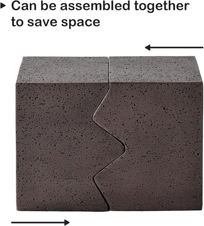 SUNBURY Concrete Side Table Set of 2, Outdoor Side Table Combine for Patio, Outdoor Accent Table Patio End Table in Spotted, Ceramic Garden Stool, Rectangular, Brown