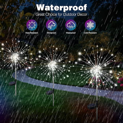 btfarm 2 Pack 120 LED Solar Garden Lights Outdoor, 8 Modes Firework Lights Solar Powered, Waterproof Twinkle Fairy Light Outside for Yard Patio Pathway Pool Christmas Party Decorative, Cool White