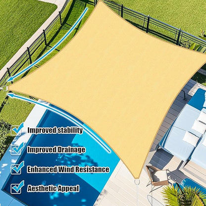 Amagenix Sun Shade Sail 15'X30' Curved Edge Outdoor Shade Canopy Sand Breathable 95% UV Block Shade Cloth for Patio Garden Backyard (We Make Custom Size)
