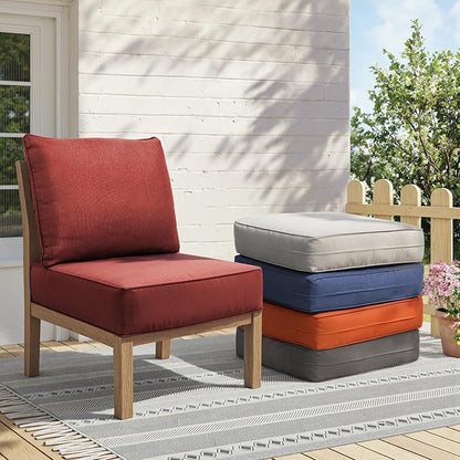 Outdoor Cushion Set for Furniture Patio Furniture, UV Resistant, Water Resistant - 6 Inch Thick Foam Garden Cushions– 22x24 Inch Patio Seat Covers for Chair/Sofa/Couch | Red | 2-Pack |