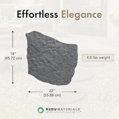 TierraVerde 4-Pack 18”x22” Natural Rock Rubber Stepping Stones, Grey – Non-Slip Outdoor Faux Decorative Set for Landscaping & Gardening – DIY Decor for Walkways & Yard Pathways