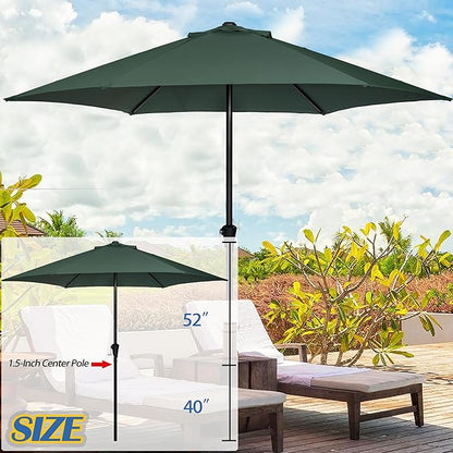 Sunnyglade 9FT Outdoor Patio Umbrella, Market & Table Umbrella with 6 Sturdy Ribs and Crank System, Fade-resistant & Waterproof for Garden Backyard Poolside Deck