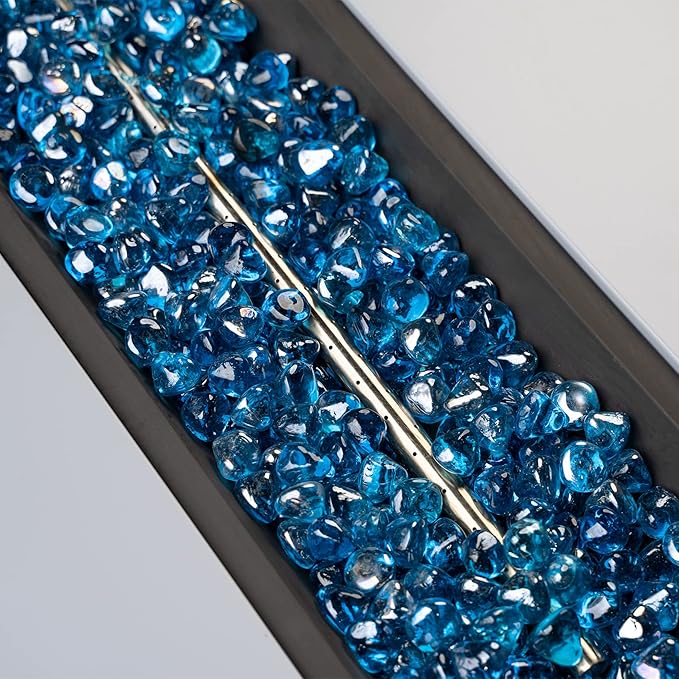 Mr. Fireglass 10 Pounds Blended Fire Glass Diamonds for Fireplace Fire Pit & Lanscaping - 1 inch High Luster Caribbean Blue Fire Rocks (Pack of 2)