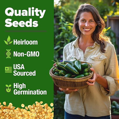 HOME GROWN Non GMO Jalapeno Pepper Seeds 129 Heirloom Seeds (Capsicum annuum) High Germination, Easy to Grow, Early Harvest Hot Peppers