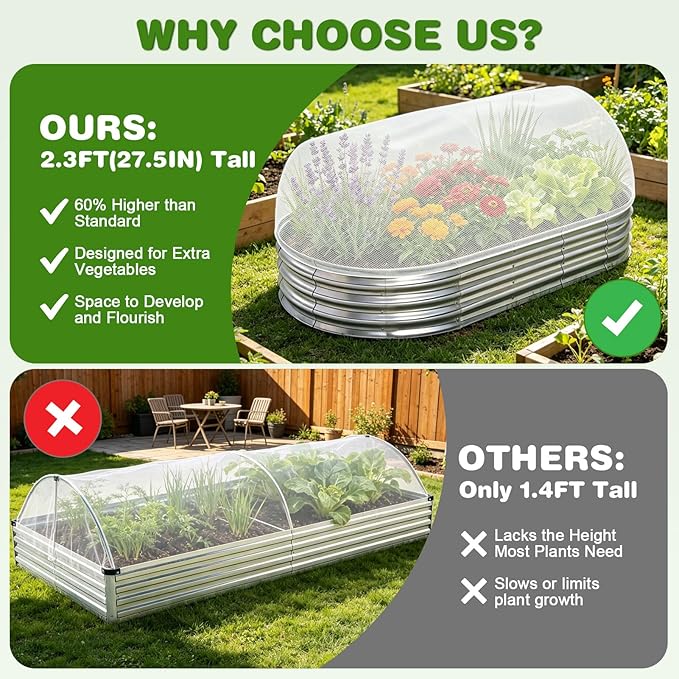 2 Pack Garden Netting for 8x4x1ft Raised Beds, Ultra-Fine Mesh Plant Covers with Drawstring&10 Clips, Bird, Pest & Small Animal Barrier for Protecting Vegetables, Fruits & Flowers