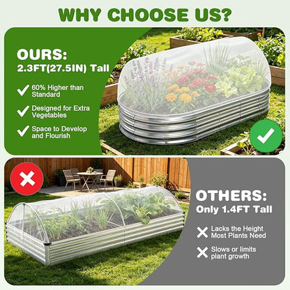 2 Pack Garden Netting for 8x4x1ft Raised Beds, Ultra-Fine Mesh Plant Covers with Drawstring&10 Clips, Bird, Pest & Small Animal Barrier for Protecting Vegetables, Fruits & Flowers