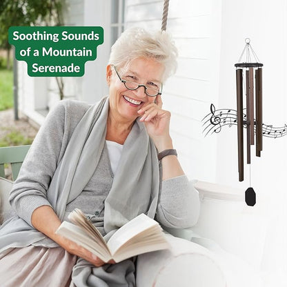 Lambright Chimes Mountain Serenade Medium 48" Tall Bronze Personalized Wind Chime, Custom Windchimes for Memorial, Sympathy, Loss, Anniversary for Wife, Friend, Mother, Grandmom, Pet - Made in America