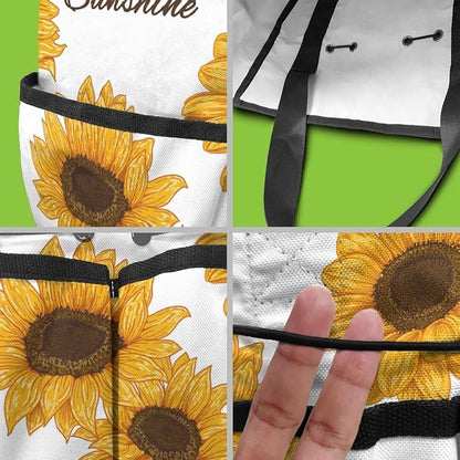 Sunflower Garden Tool Bag - Waterproof Garden Tote with 8 Pockets, Large Storage Home Organizer Gardening Tool Oxford Bag for Garden Tools Kits Holder, Ideal Outdoor Gardening Gift for Women & Men