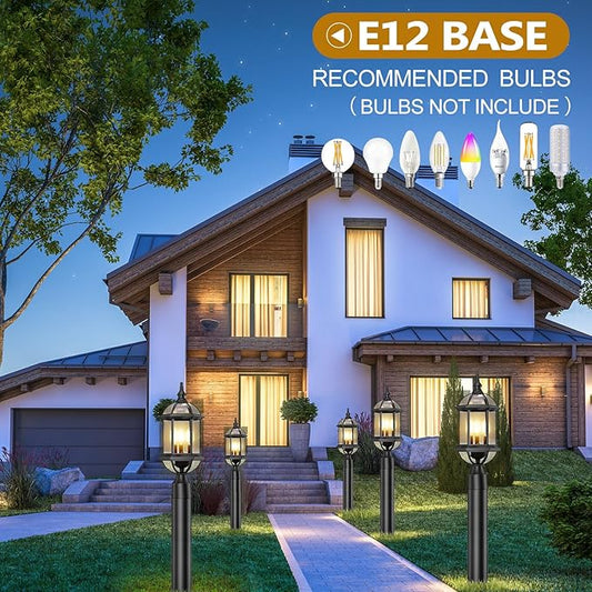 Outdoor Post Lights,19.21" 3-Light Lamp Post Light Fixture,Hardwired 120V Exterior Waterproof Pole Lighting,Modern Black Aluminum Lantern for Garden, Yard, Patio, Pathway