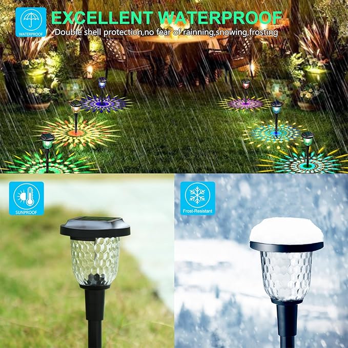 Solar Outdoor Lights,6 Pack Dream Dynamic Solar Pathway Lights,Waterproof Color Changing Walkway Lights Maintain 10 Hours of Lighting for Garden, Landscape, Path, Yard, Patio, Driveway